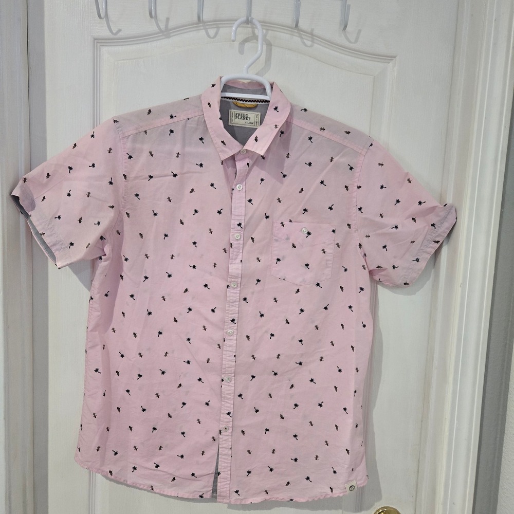 Free Planetshort sleeve Shirt Mens XL Pin Palm Tree Hula Dancer beach summer